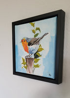 Bird on tree stump (20x20cm)