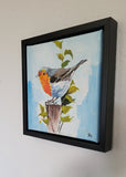 Bird on tree stump (20x20cm)