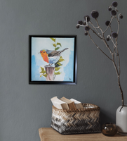 Bird on tree stump (20x20cm)