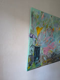 Flowers (80x80cm) - Danish Gallery - Moderne, abstrakte malerier. Online galleri med original, unik kunst til din bolig. 