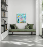 Flowers (80x80cm) - Danish Gallery - Moderne, abstrakte malerier. Online galleri med original, unik kunst til din bolig. 