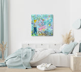 Flowers (80x80cm) - Danish Gallery - Moderne, abstrakte malerier. Online galleri med original, unik kunst til din bolig. 