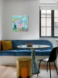 Flowers (80x80cm) - Danish Gallery - Moderne, abstrakte malerier. Online galleri med original, unik kunst til din bolig. 