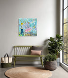 Flowers (80x80cm) - Danish Gallery - Moderne, abstrakte malerier. Online galleri med original, unik kunst til din bolig. 
