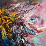 Glints of Happiness (50x50cm) - Danish Gallery - Moderne, abstrakte malerier. Online galleri med original, unik kunst til din bolig. 