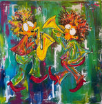 Sax and trumpet (100x100cm)