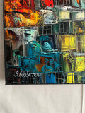 When the City Awakens II (50x50cm) - Danish Gallery - Moderne, abstrakte malerier. Online galleri med original, unik kunst til din bolig. 