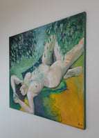 Sunbathing ( 60x50 cm ) - Danish Gallery - Moderne, abstrakte malerier. Online galleri med original, unik kunst til din bolig. 