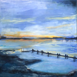 Bathing bridge by the fjord (80x80cm)