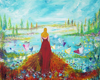 Girl in red dress ( 120x100 cm )