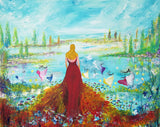 Girl in red dress ( 120x100 cm )