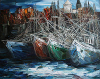 Old haven ( 92x73 cm ) - Danish Gallery - Moderne, abstrakte malerier. Online galleri med original, unik kunst til din bolig. 