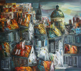 Evening in town ( 80x70 cm ) - Danish Gallery - Moderne, abstrakte malerier. Online galleri med original, unik kunst til din bolig. 